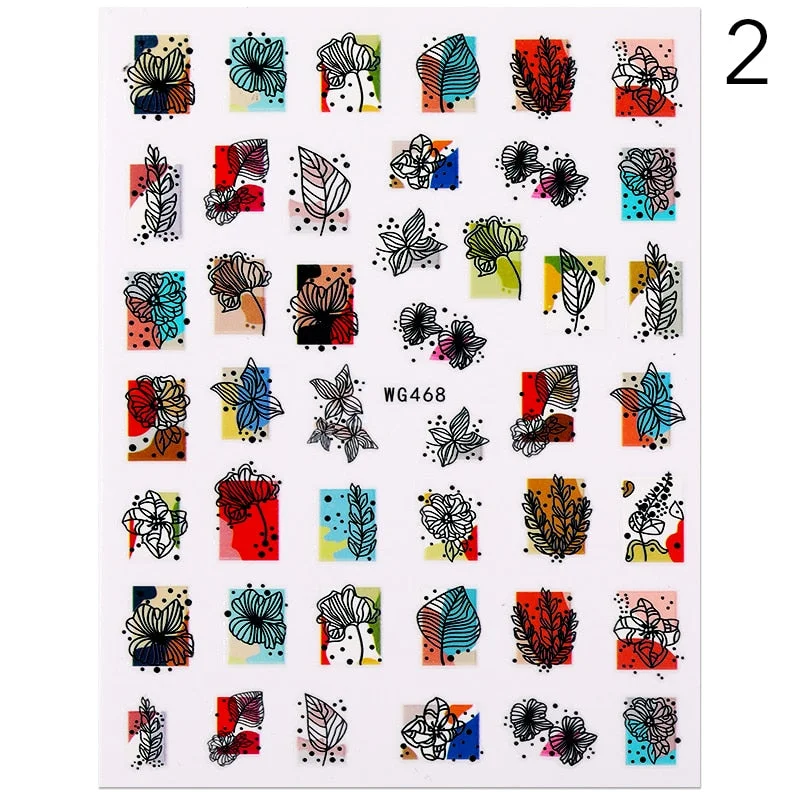 1PC 3D Nail Sticker Stick Figure Woman Face Pattern Special Transfer Picture Flowers Sliders Sticker DIY Nail Art Decoration
