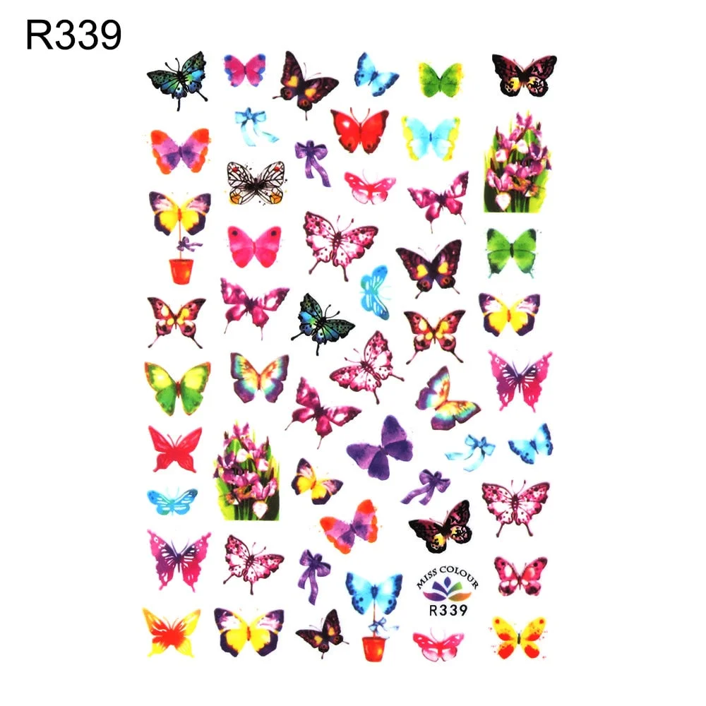 1pcs Holographic 3D Butterfly Designs Sticker Nail Decal DIY Slider for Manicure Nail Art Watermark Manicure Decoration-Nail Inspo
