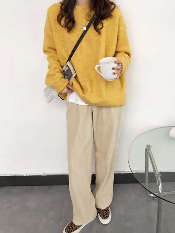 ROUND NECK EXTENDED SLEEVE SWEATER TOP main image 1