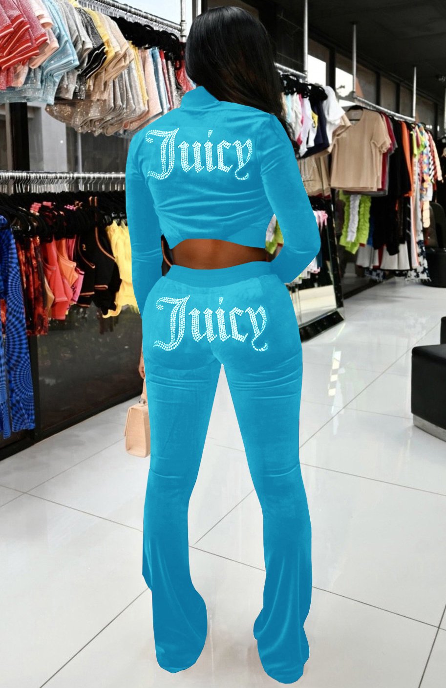 Winter Beaded Letter Hoody Velour Tracksuit3