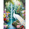 Diamond Painting-DIY Full Round Drill White Peacock At Lake Forest