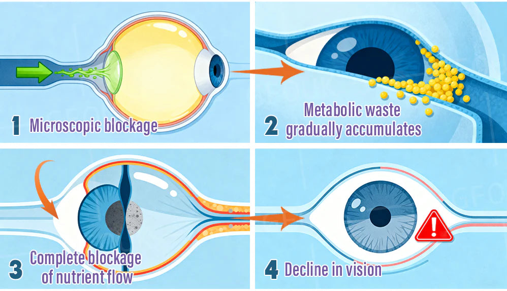 Diagram of eye micro-cellular blockage
