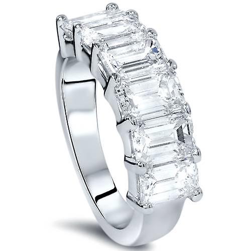 4 1/2ct Emerald Cut Diamond Ring 14K White Gold Size 7