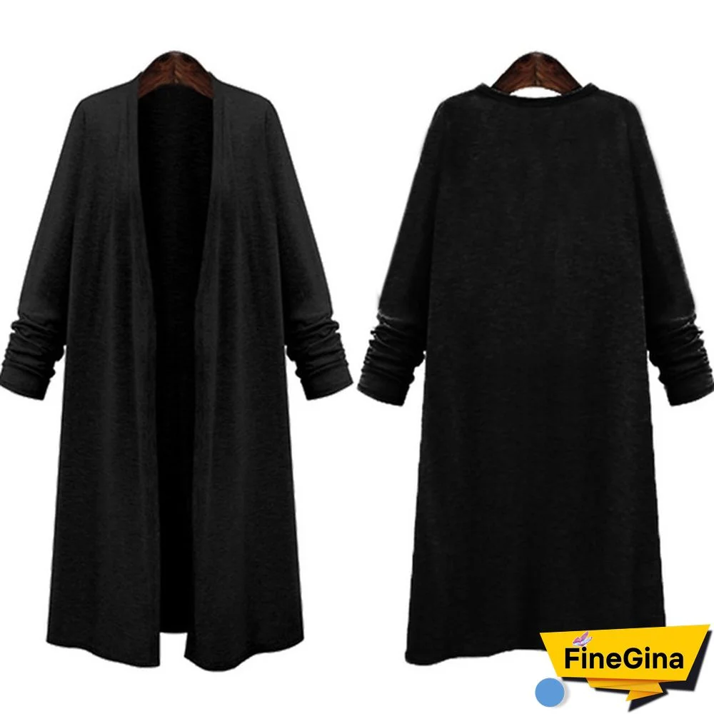 Women Boyfriend Style Shirt Open Front Long Cardigan Casual Jacket Coat Cape
