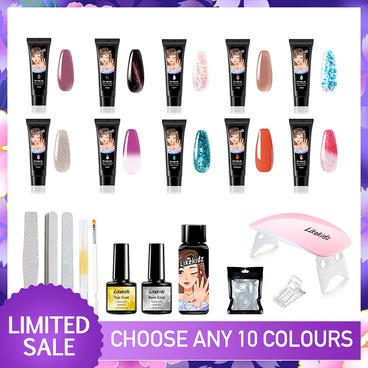 10 Optional Colors Poly Nail Gel Starter Kit