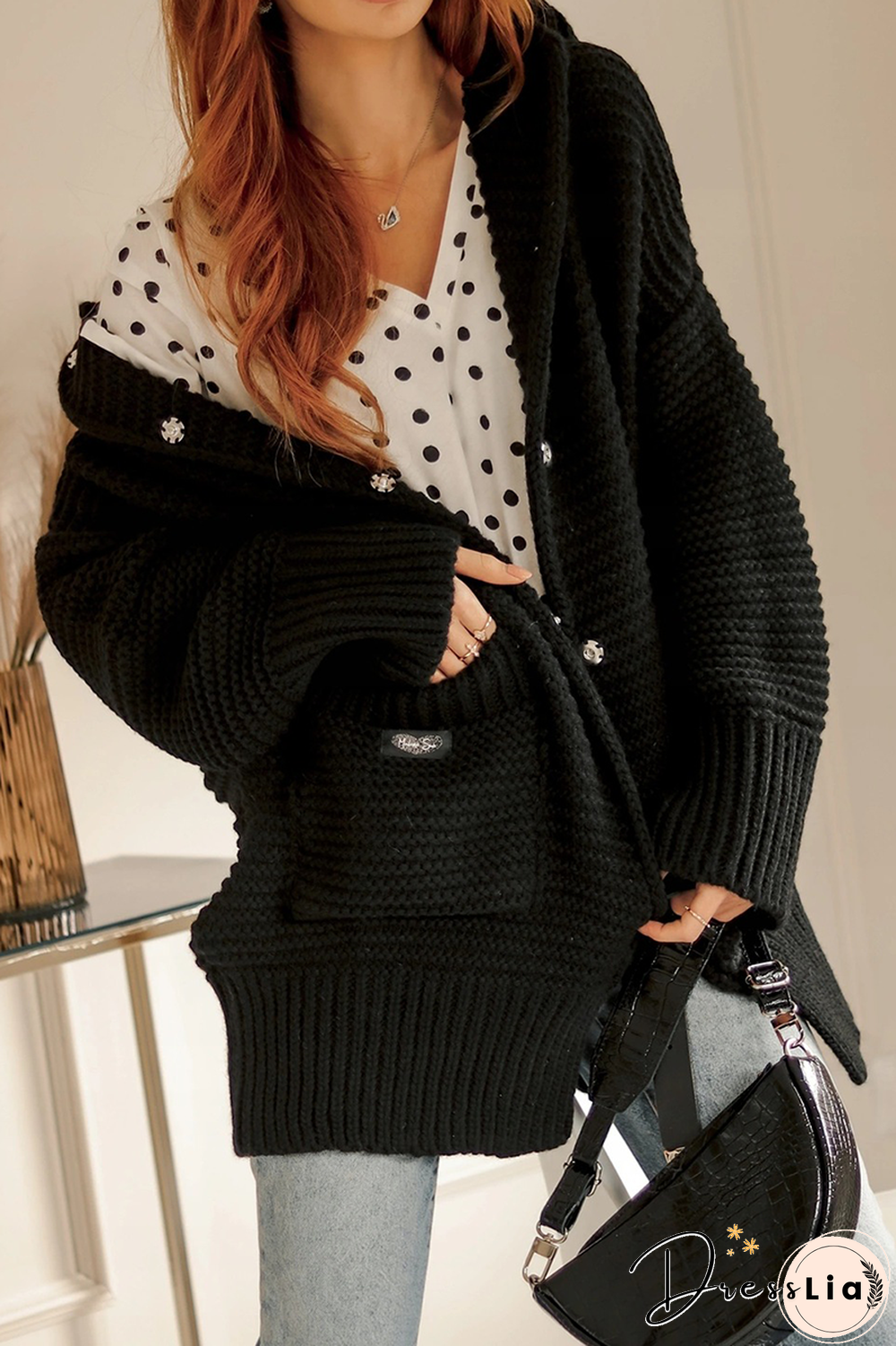 Casual Solid Pocket Hooded Collar Tops Sweater(6 Colors)