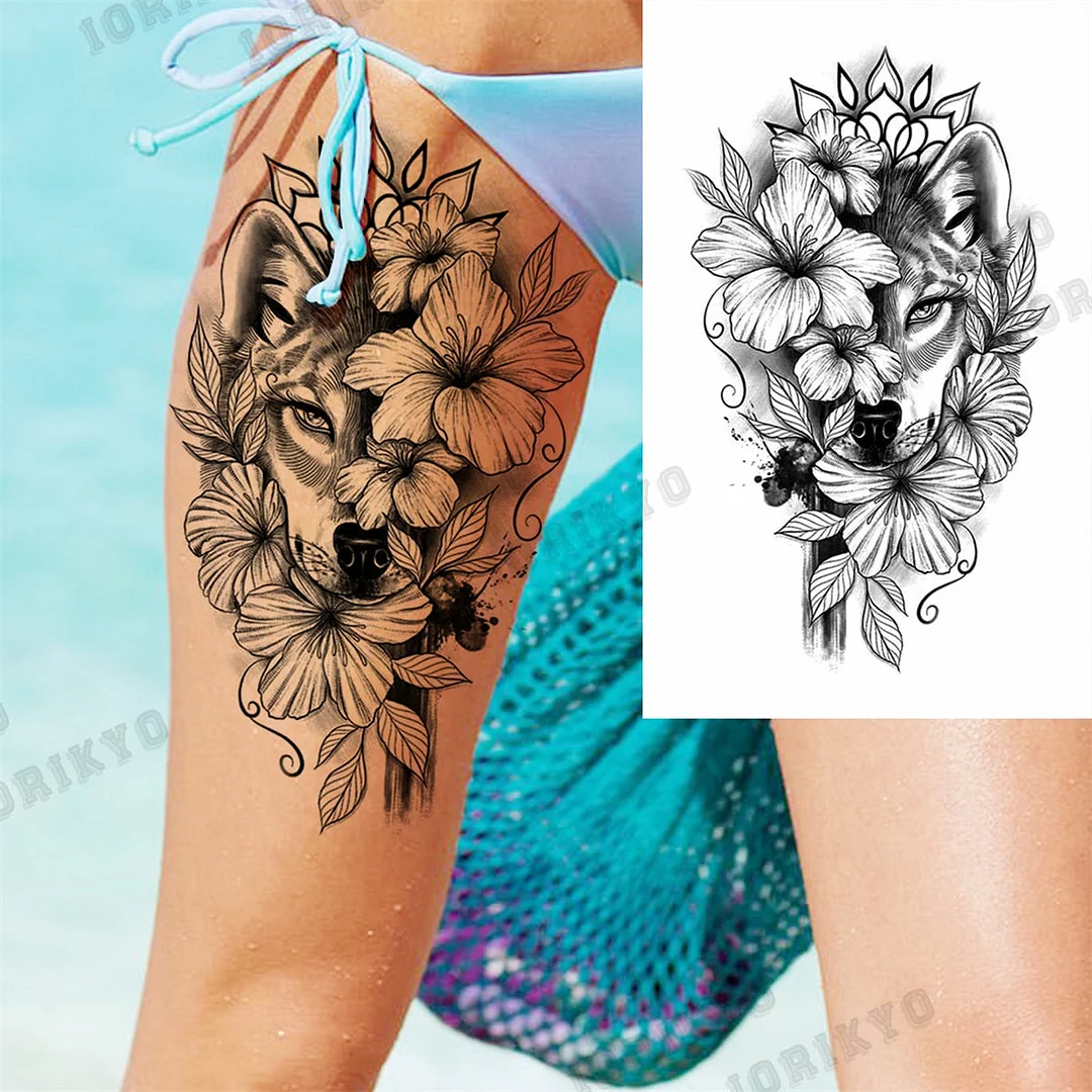 3D Skull Rose Flower Temporary Tattoos For Women Men Geometry Tiger Compass Mandala Fake Tattoo Washable Body Art Painting Tatoo