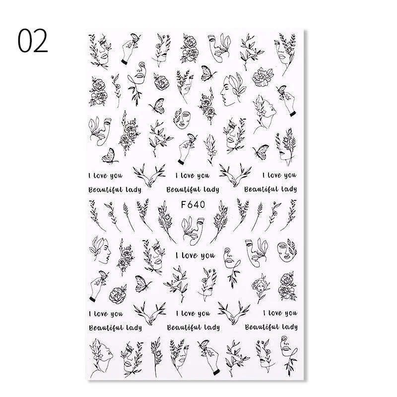 1PC White Embossed Flower Lace 5D Nail Stickers Flower Butterfly Wedding Nail Art Designs Decoration For Manicures