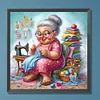 Diamond Painting-DIY Full Round Drill Old Lady With Tulips