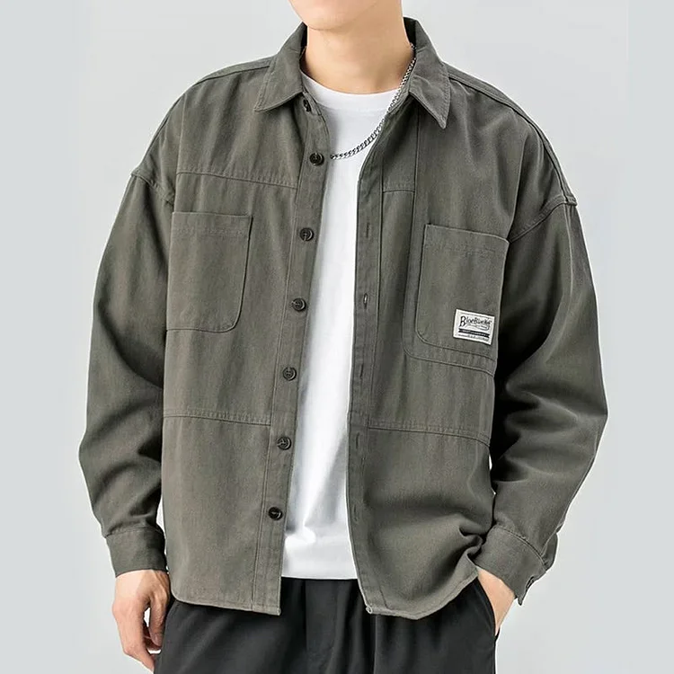 L&auml;ssige Hemdjacke mit langen &Auml;rmeln