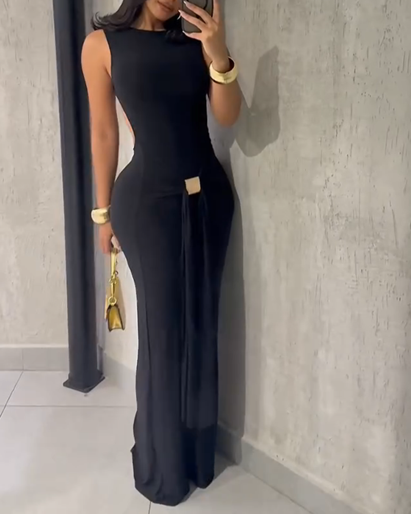 Slim Fit Backless Sleeveless Dress