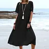 Gioiacombo&trade; Nuovo abito midi casual da donna a maniche corte in cotone e lino