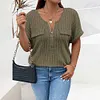 Gioiacombo&trade; T-shirt a maniche corte con zip taglie forti da donna