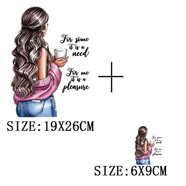Fashion Girls Thermal Sticker On T-shirt DIY A-levels Iron On Transfer For Clothing Pretty Lady On Woman Clothes Patch Appliqued