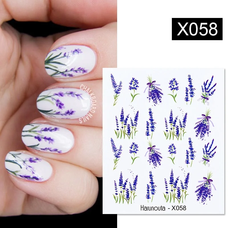 1Pc Spring Water Nail Decal And Sticker Flower Leaf Tree Green Simple Summer DIY Slider For Manicuring Nail Art Watermark