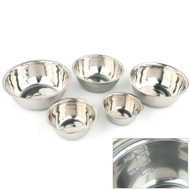 5pcs non slip stainless steel mixing bowls set perfect for kitchen cooking and baking nesting design for easy storage details 4