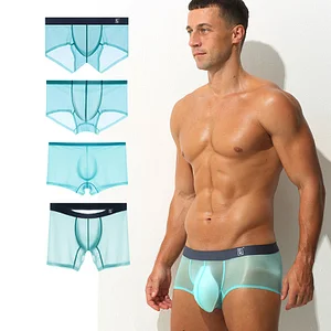 4 PCS 50g ultra-thin, highly translucent, sexy transparent ice silk seamless breathable nude boxer briefs