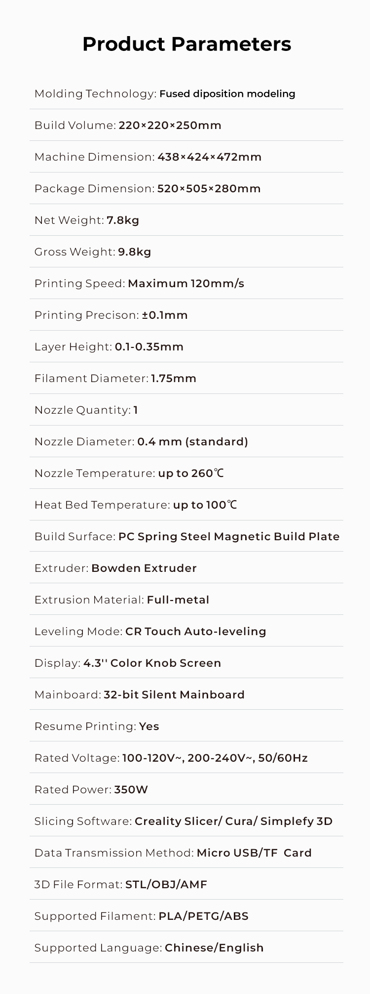 ender 3 v2 neo specs