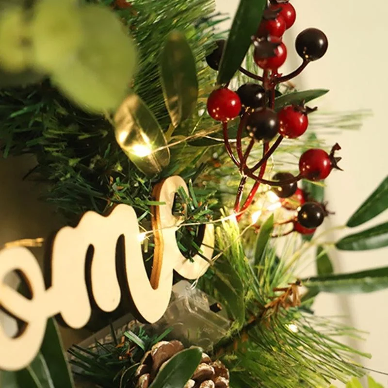 18 Inch Christmas Door Wreath With Sign LED Light For Wedding Party Wall Decor