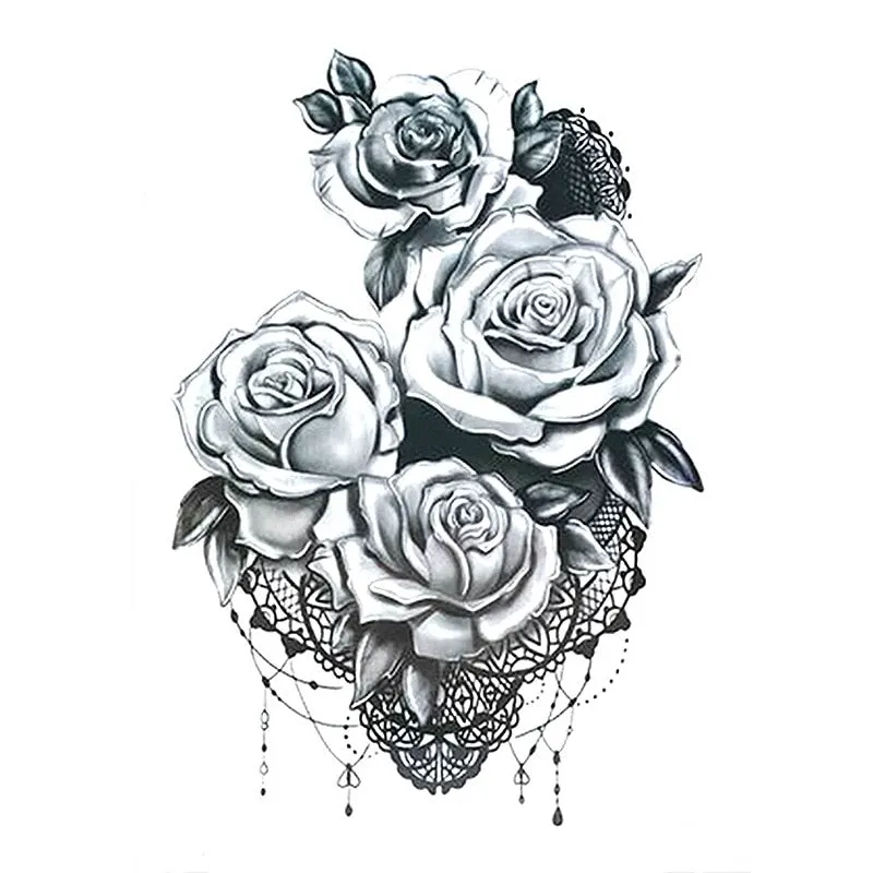 Beauty 1 Pcs Make Up Fake Temporary Tattoos Stickers Rose Flowers Arm Shoulder Tattoo Waterproof Women Big Flash Tattoo On Body