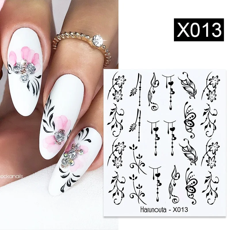 1Pc Spring Water Nail Decal And Sticker Flower Leaf Tree Green Simple Summer DIY Slider For Manicuring Nail Art Watermark