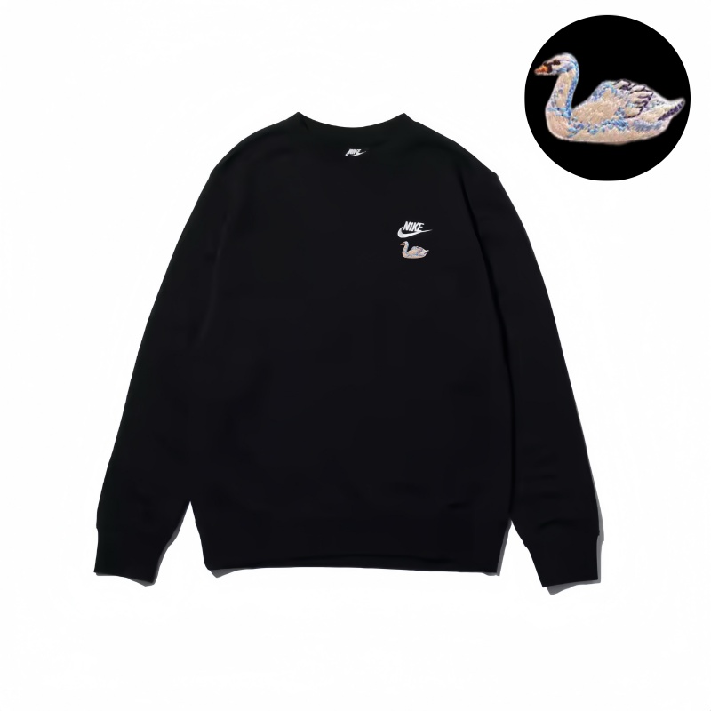 Nike Logo Long Sleeved Crew Neck Casual Sweatshirt Unisex Black