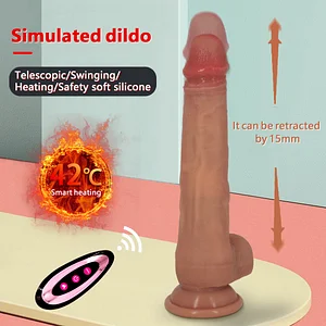 Heating Retractable Rocking Vibrating Dildo