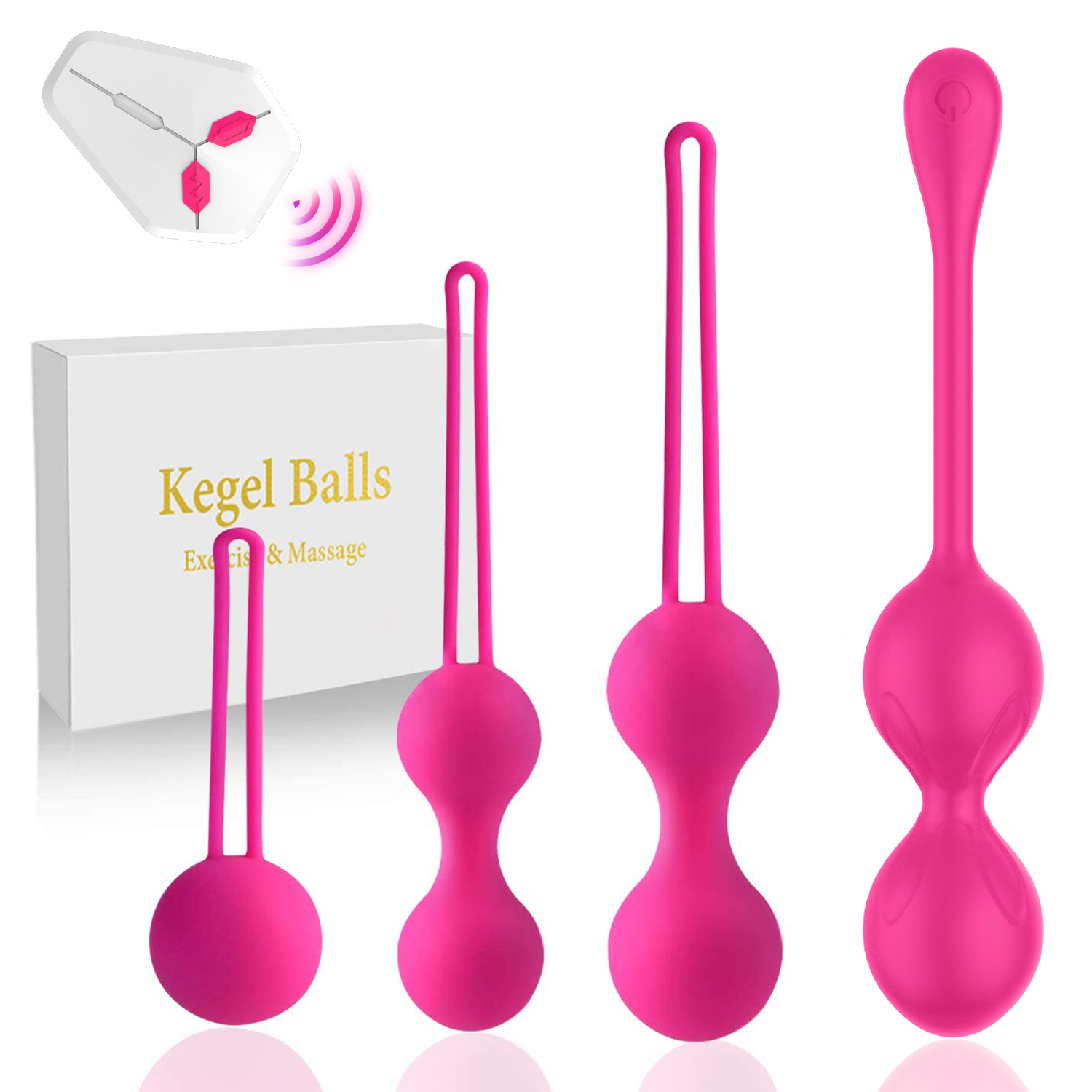4 Sizes Wireless Remote Control Vibrating Round Kegal Ball Kit
