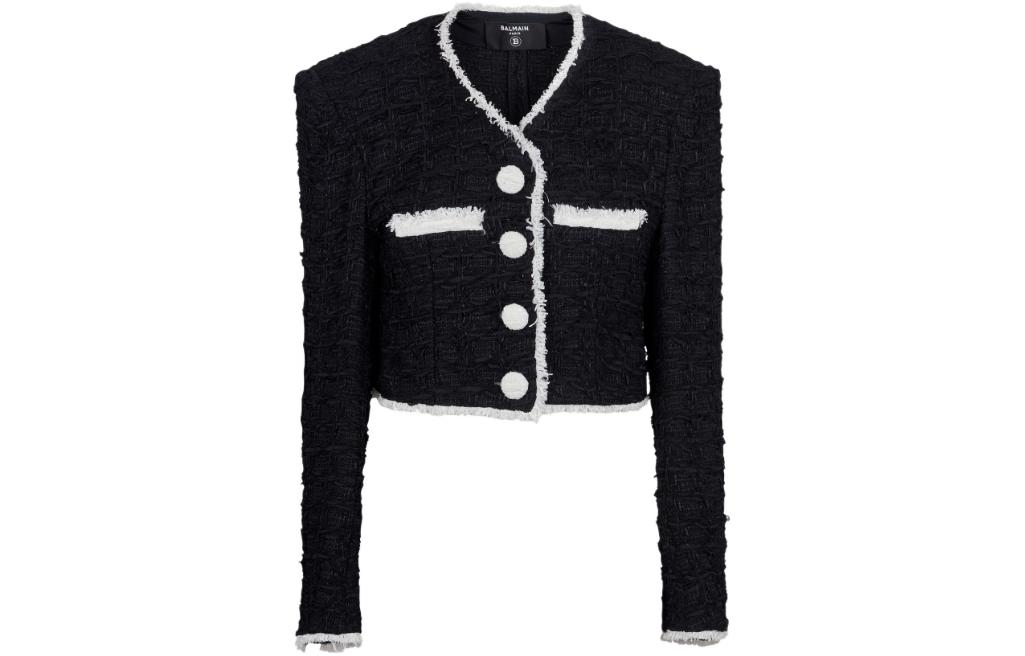 BALMAIN Cropped Coats Women's Black