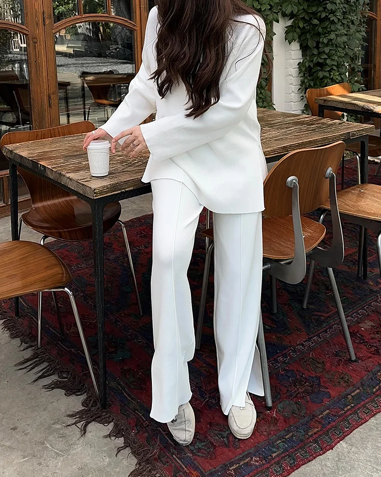 Long-sleeved Zipper Top and Pants Two-piece Suit