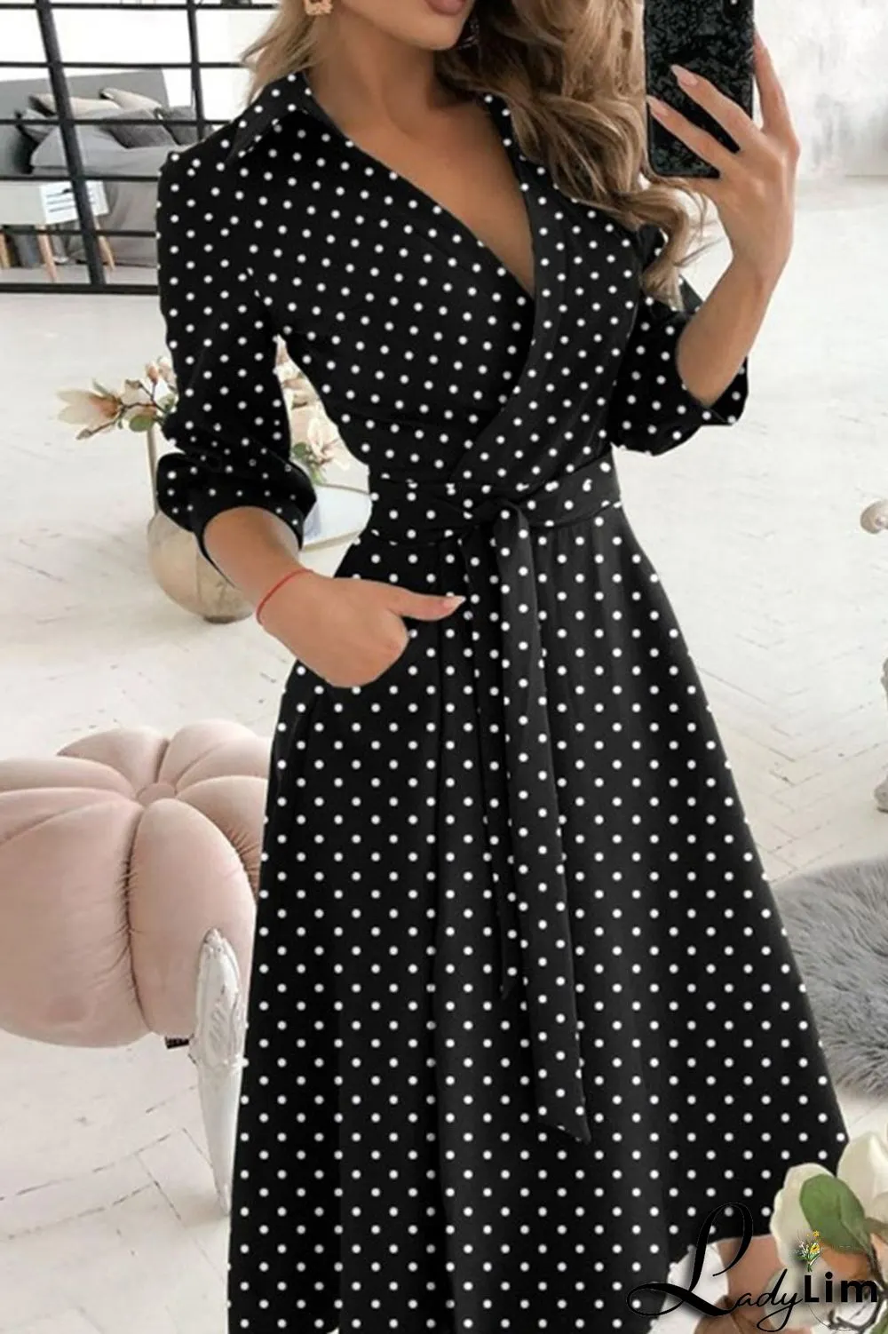 Colour Casual Print Bandage Split Joint V Neck A Line Dresses