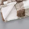 Kid Baby Girl Plaid Lapel Collar Button Design Coat