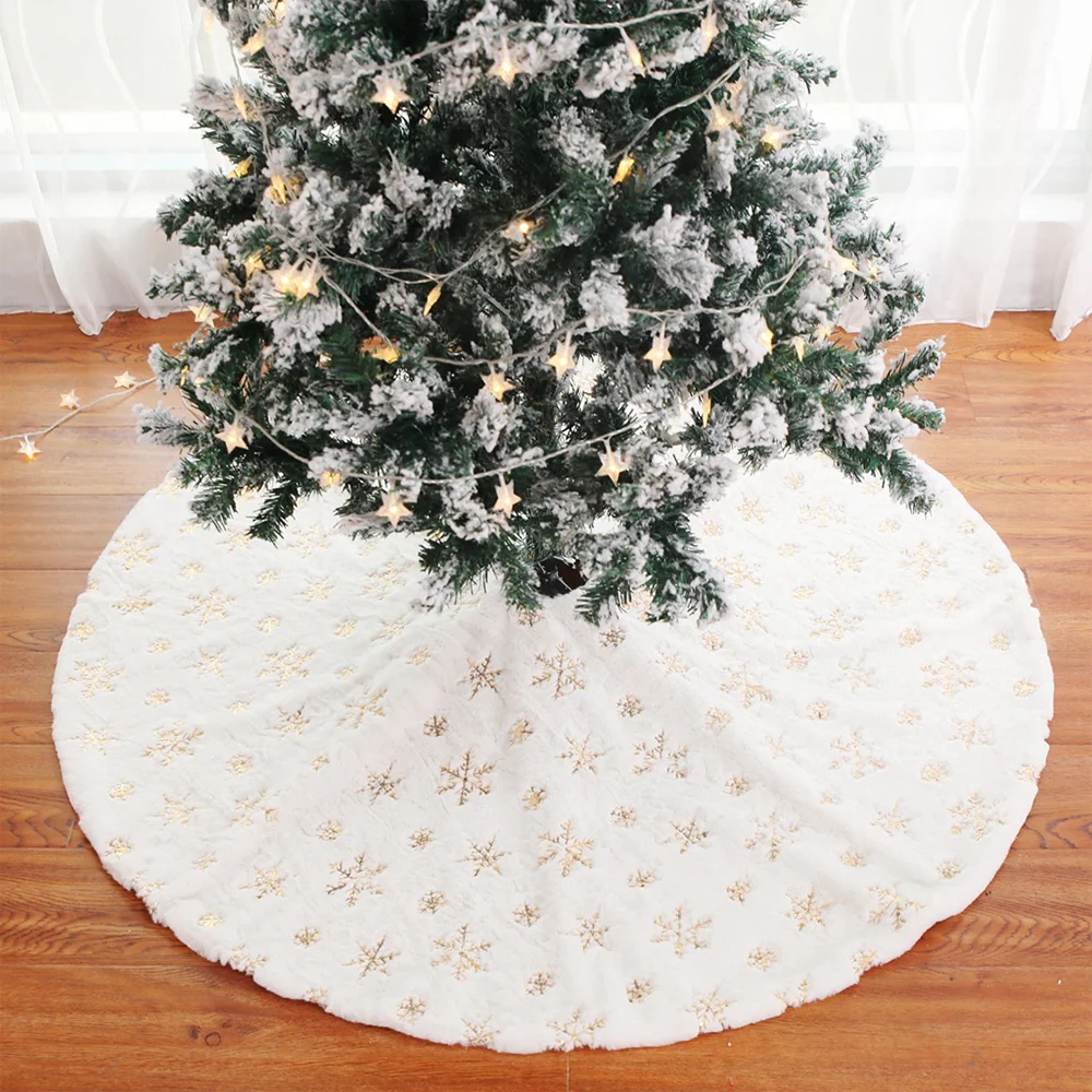 Plush snowflake sequin Christmas tree skirt decorations