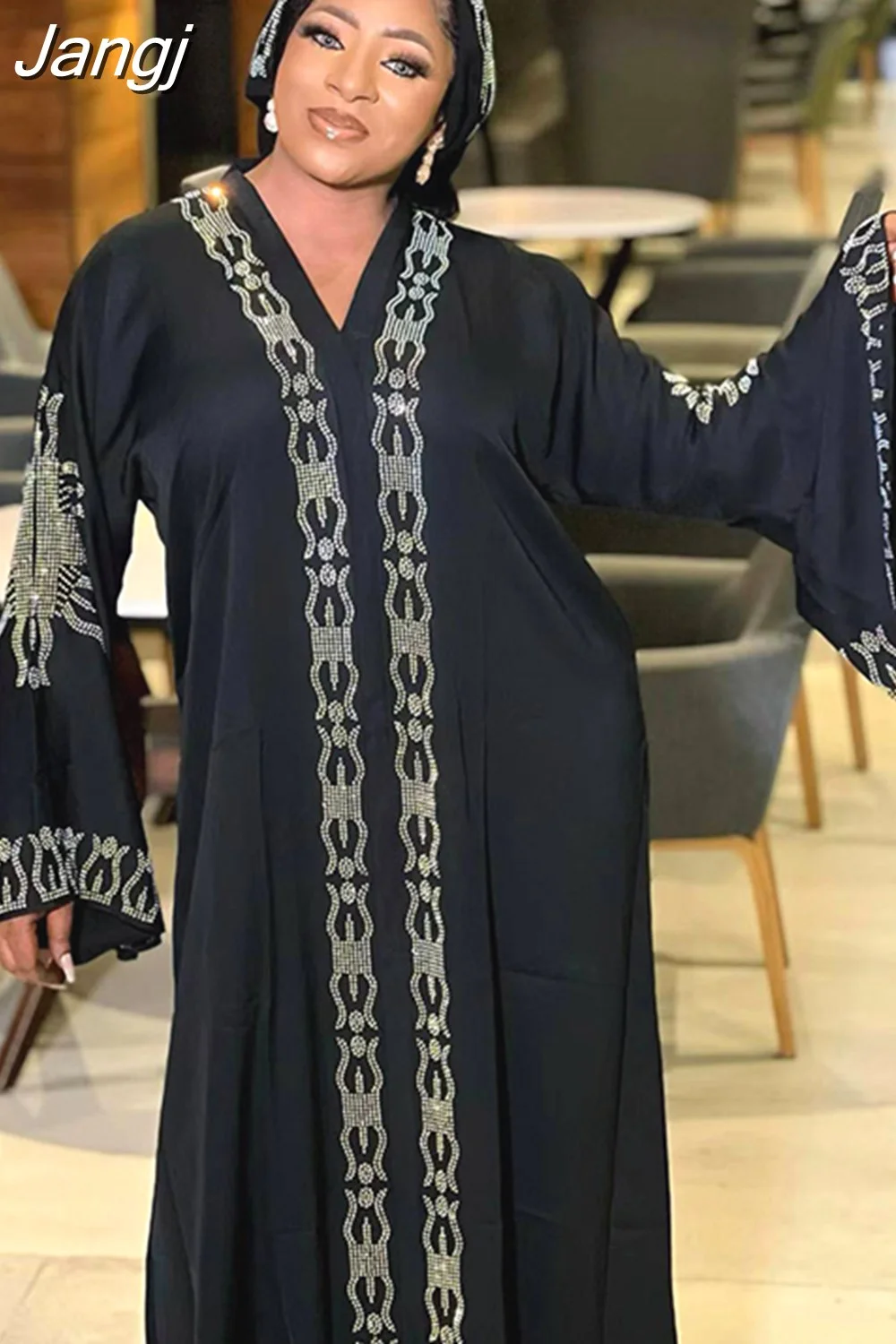 Jangj Sleve African Dresses for Women 2023 Muslim Lady Front Back Robe ...