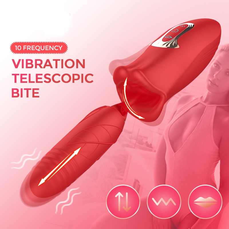Rose Pistil Kiss - Bitting Clit Stimulator & Telescopic Vibrator