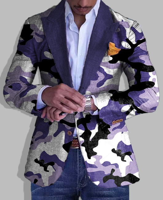 Business Camo Single Breasted Long Sleeve Blazer