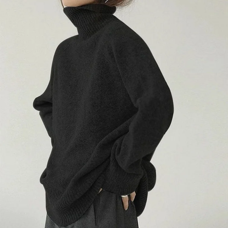 Dubeyi Turtle Neck Cashmere Sweater Women Korean Style Loose Warm Knitted Pullover 2021 Winter Outwear Lazy Oaf Female Jumpers