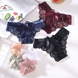 Lace sexy low waist seamless bow panties