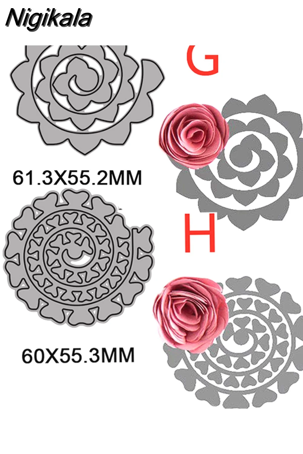 Nigikala Spiral Flower Garland Metal Cutting Dies for DIY Scrapbooking Album Decorative Crafts Embossing Paper Cards Making 2023 New