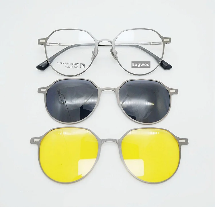 Magnet Women Eyeglasses Full Rim Titanium Alloy Optical Frame Prescription Spectacle Myopia Vintage Eye Glasses Round Sunglasses