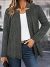 Elegant Women's Solid Color Open Front Long Sleeve Notched Blazer for Office & Work, Classic Style Clothing