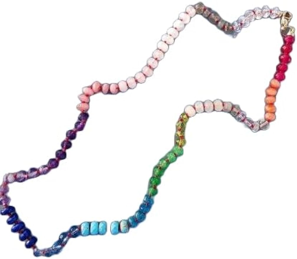 LKBEADS Natural Rainbow Necklace rondelle 4-5mm smooth 16inch Full strand Beads Jewelry Gemstone Necklace crystal healing energy stone Necklace for Women