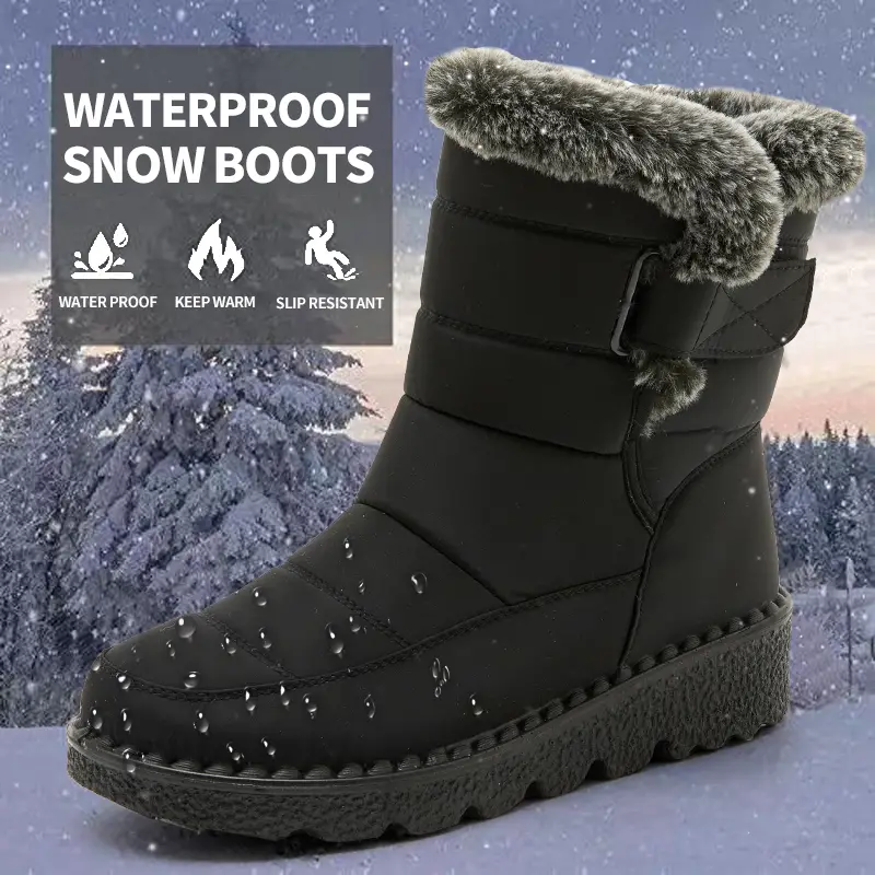 waterproof anti slip winter boots warm plush inner thick sole ankle boots womens snow boots details 0