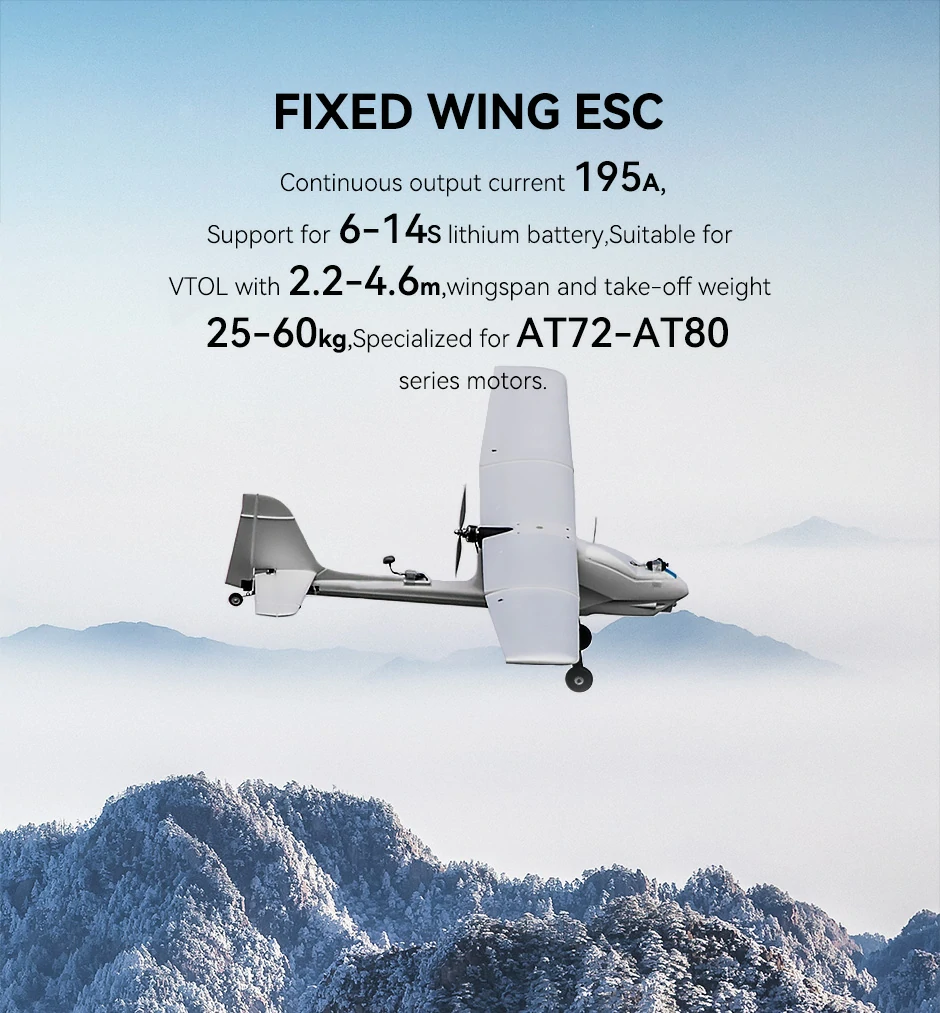 AT8025 fixed-wing UAV propulsion system with 195A ESC supporting 6&ndash;14S batteries