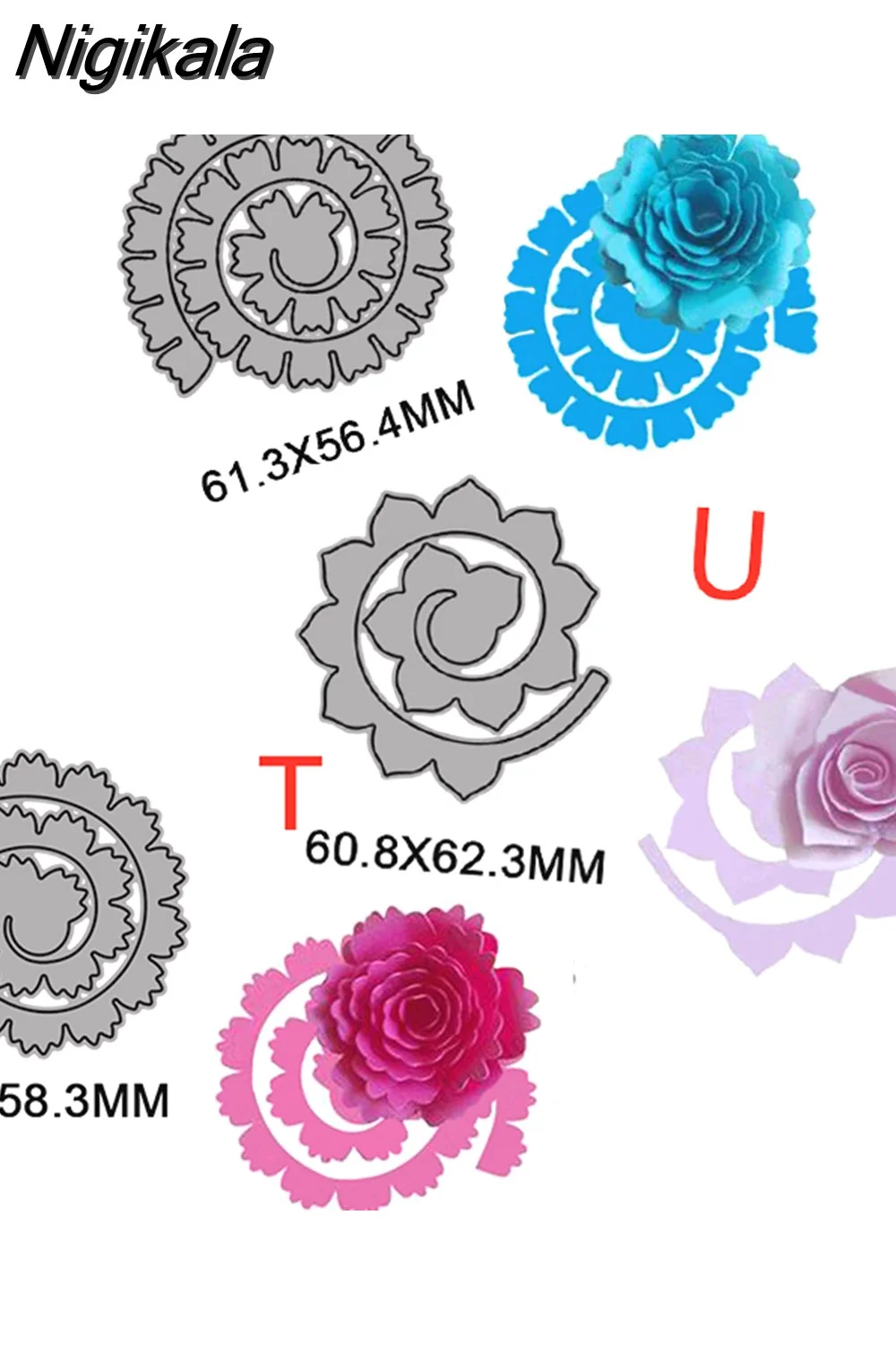Nigikala Spiral Flower Garland Metal Cutting Dies for DIY Scrapbooking Album Decorative Crafts Embossing Paper Cards Making 2023 New