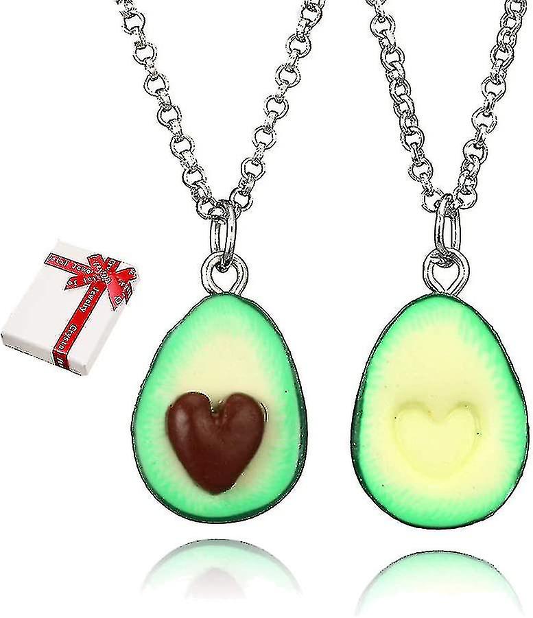 2 Pieces Avocado Necklace Bff Chain Pendant Green Avocado For Couples, Love Friendship Chains, Best Friend Necklace lin