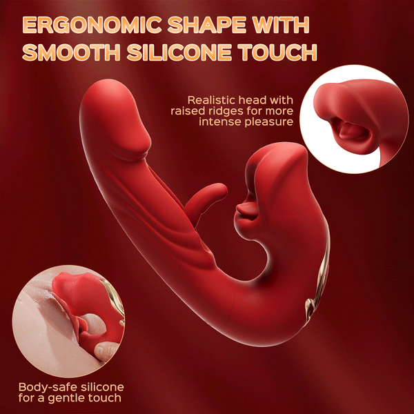 Tongue Licking Clit and G-spot Vibrator with Realistic Biting Motion