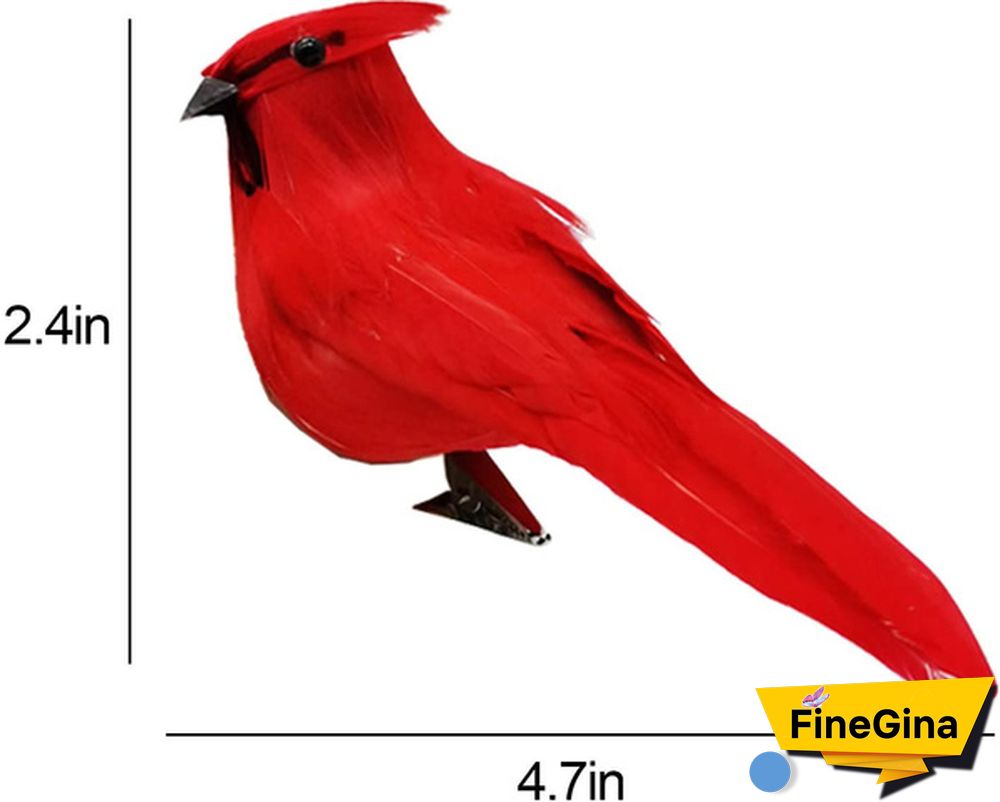 12 PCS Artificial Red Cardinal Birds with Clip-5.0 Inch Christmas Cardinal Birds Clip for Christmas Tree Ornament Decorations