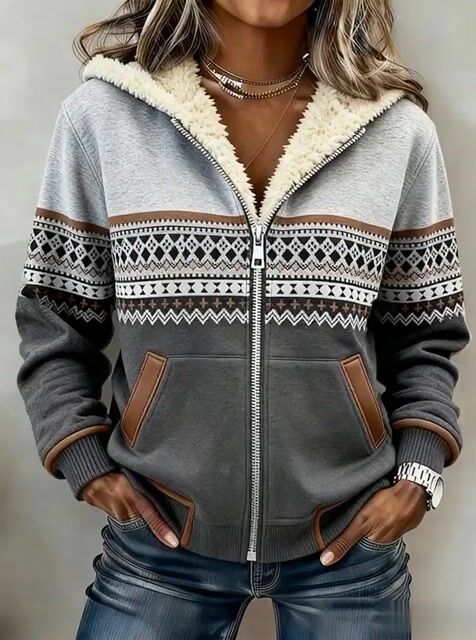 Women'S Casual Color-Blocked Patchwork Jacket 