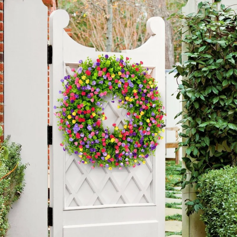 💐🎉Farmhouse Colorful Cottage Wreath